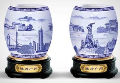 【廣州風光旋轉筆筒(心想事成)】價格,廠家,圖片,陶瓷工藝品,廣州市富來貿易-